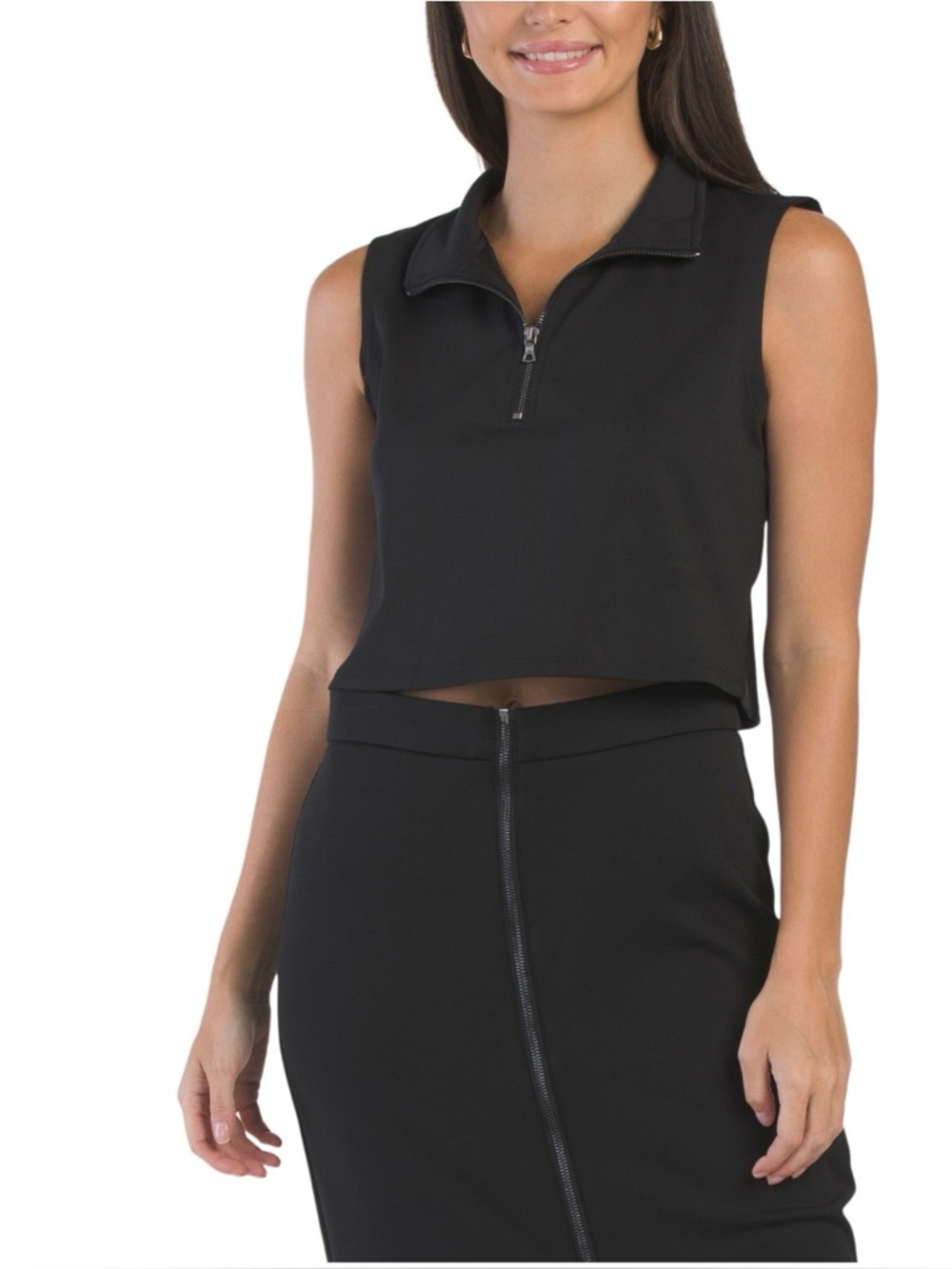 NWT $79 Kenneth Cole  Sleeveless Mock Neck Zip-Collar Crop Top S and M